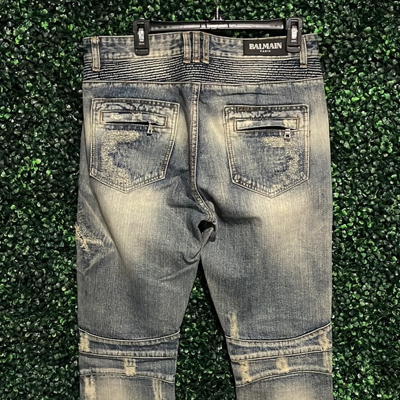 Balmain Distressed Moto Jeans Denim Pants 34 - Picture 4 of 4